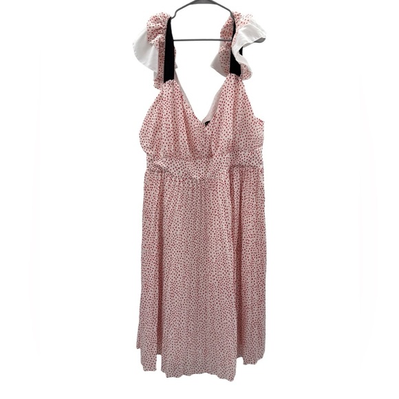 RTR Eloquii White & Red Valentine's Day Heart Print Off Shoulder Midi Dress 20 - Picture 3 of 12